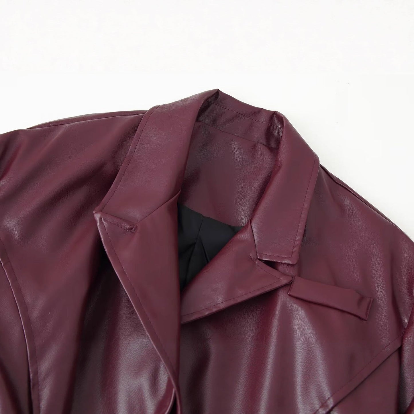 Damen Kunstleder Blazerjacke Tailliert