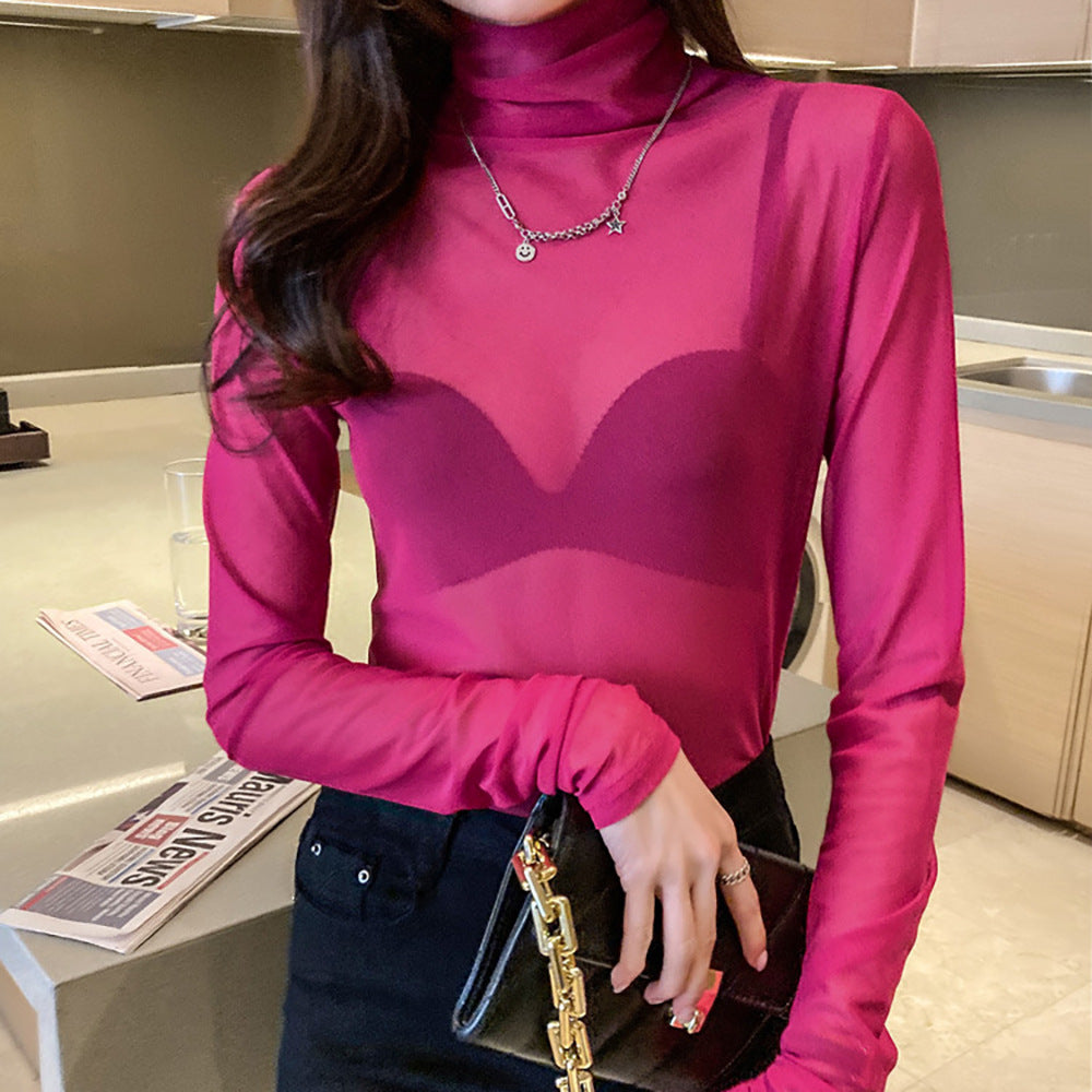 Damen Turtleneck-Pullover Durchsichtig Norvielle