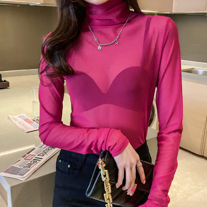 Damen Turtleneck-Pullover Durchsichtig Norvielle