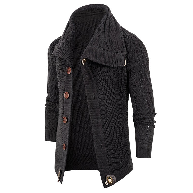 Herren Strickcardigan Schalkragen Große Holzknöpfe Beige