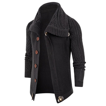Herren Strickcardigan Schalkragen Große Holzknöpfe Beige
