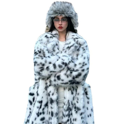 Damen Kunstpelz-Mantel Punkte-Design Norvielle
