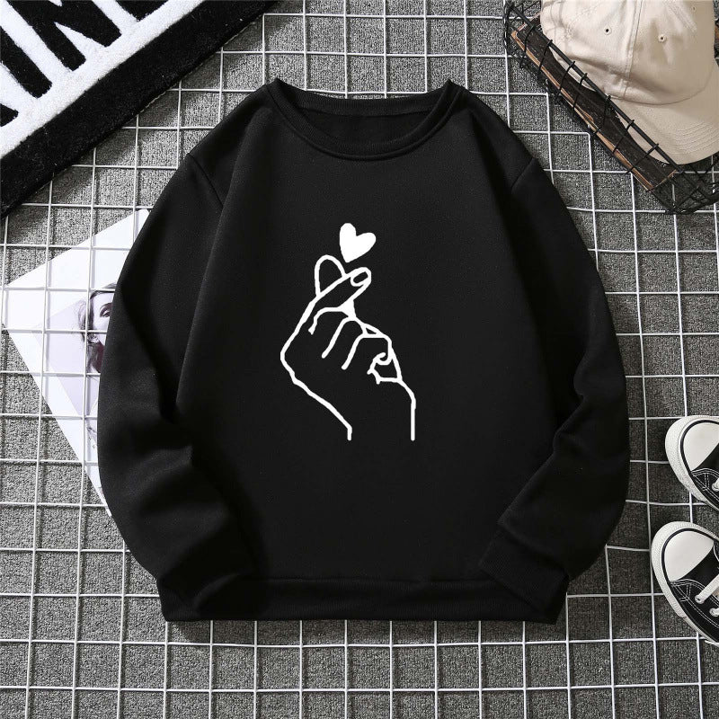 Damen Sweatshirt Weiches Innenfutter Handzeichen-Motiv Norvielle