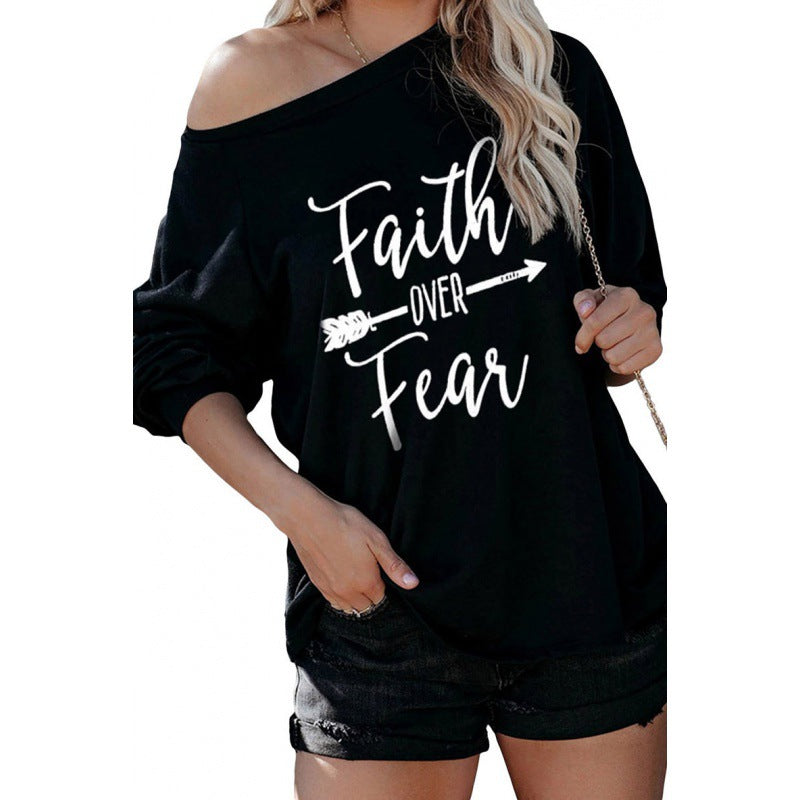 Damen Off-Shoulder Pullover mit Druck Norvielle
