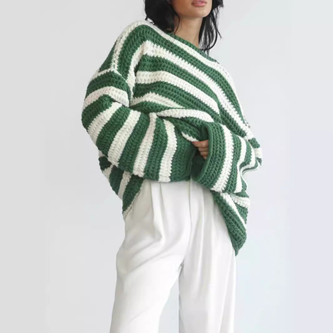 Damen Grobstrickpullover Streifenmuster Norvielle
