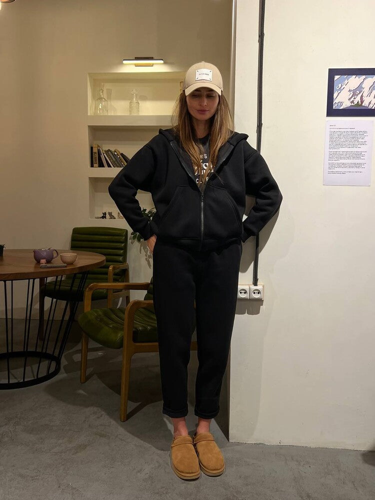 Damen Fleece-Sweatanzug mit Kapuze Bequem Norvielle