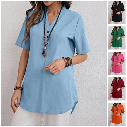 Damen Blusenshirt Kurzärmelig Modern Druckknöpfe Norvielle - Norvielle