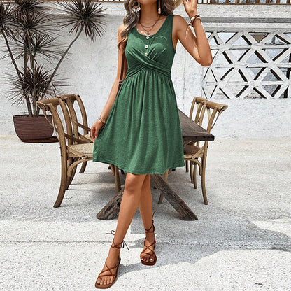 Damen Midikleid Knöpfe Figurbetont Norvielle