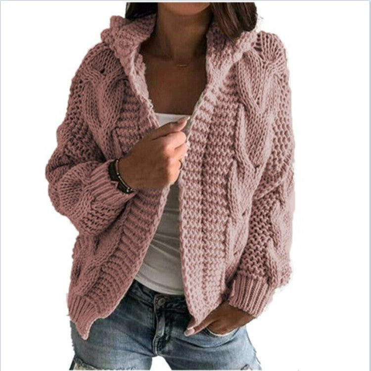 Damen Grobstrick Cardigan Kapuze tiefen Taschen Norvielle