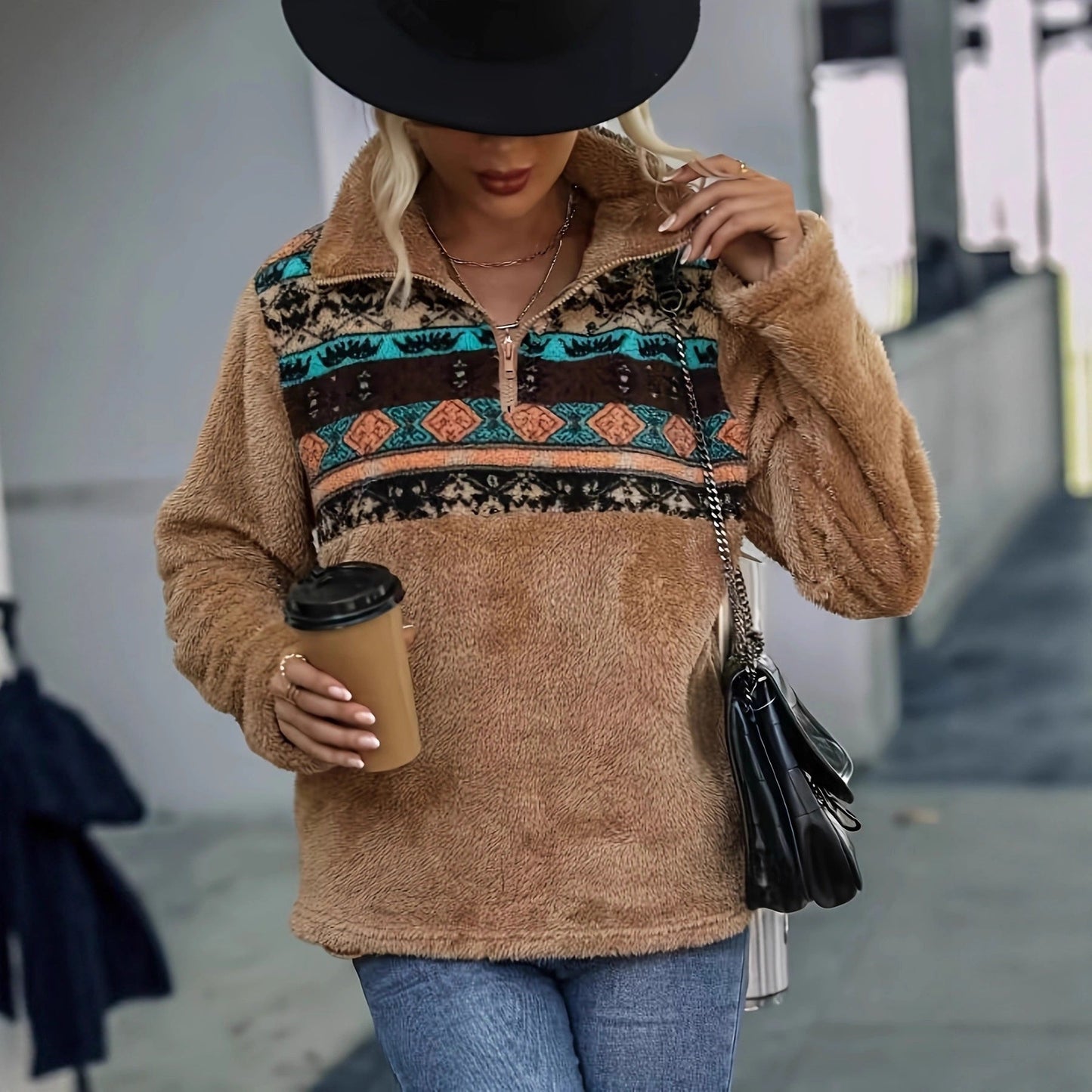 Damen Fleece-Pullover Kuschelig Reißverschluss Norvielle