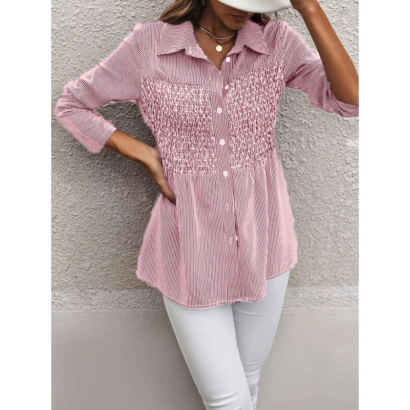 Damen Bluse Rüschendetails Perlenverzierung Norvielle
