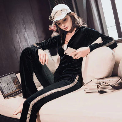 Damen Fleece-Loungewear-Set Glitzernd