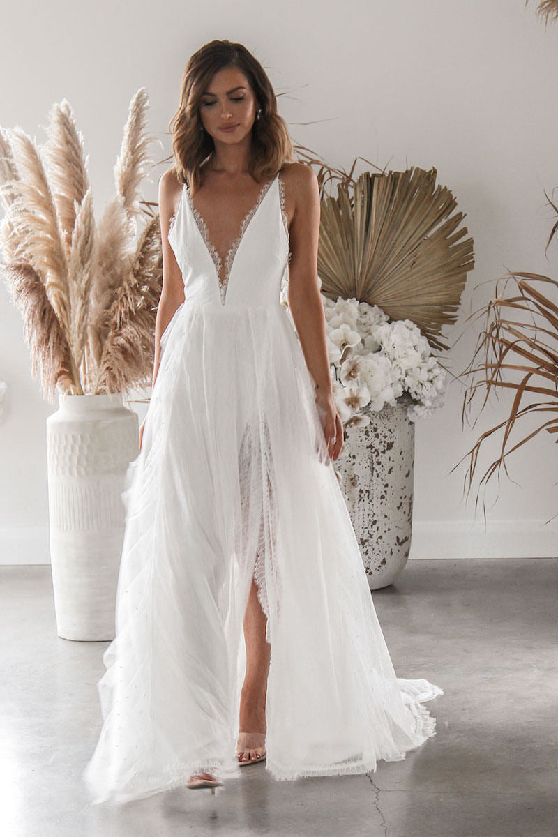 Damen Spitzenkleid V-Ausschnitt Voluminöser Rock