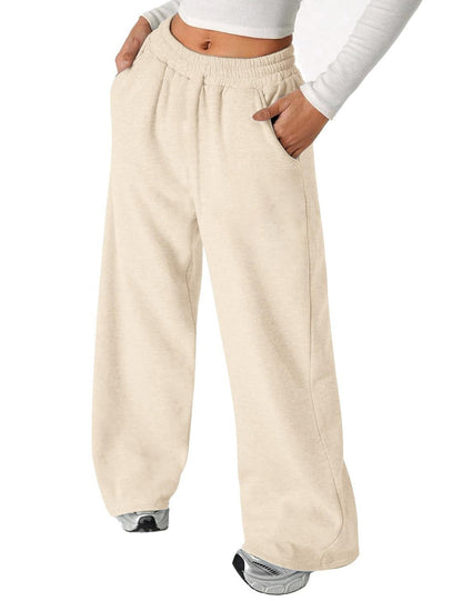 Damen Freizeithose Elastischer Bund Locker Passform Beige