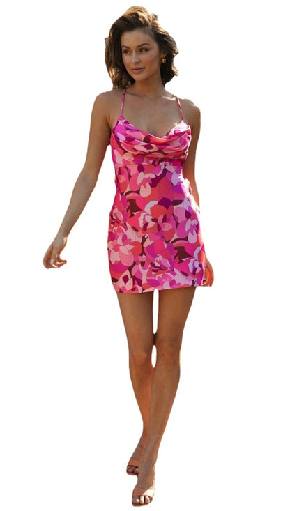 Damen Minikleid Neckholder Floralmuster Norvielle