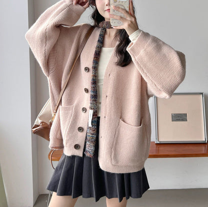 Damen Grobstrickjacke Norvielle mit Knöpfen und Taschen