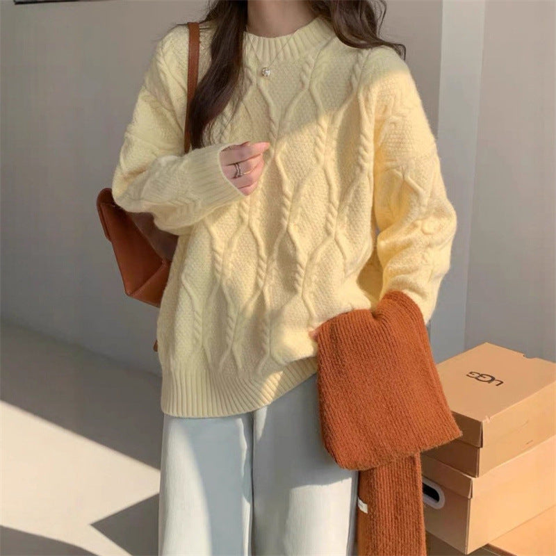 Damen Strickpullover Zopfdesign Lässiger Schnitt Norvielle