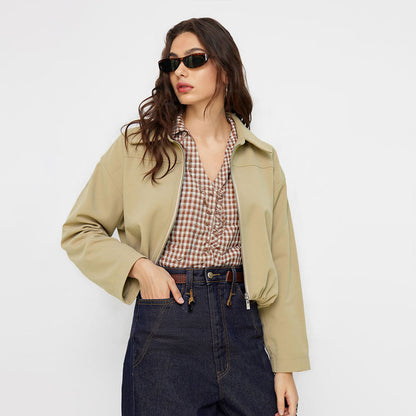 Damen Kurzjacke Elastisch Reißverschluss Norvielle