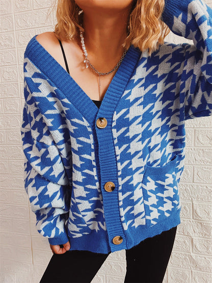 Damen Strickjacke modernes Hundemuster Norvielle