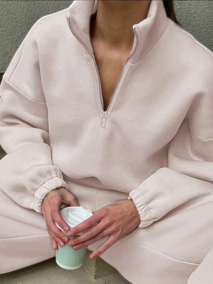 Damen Sweatpullover Halbzipper Norvielle Hochwertig