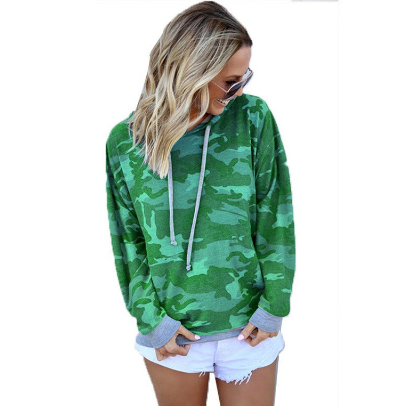 Damen Pullover Camouflage Muster Kapuzenpullover