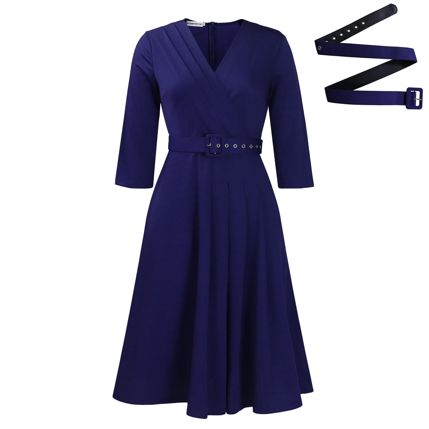 Damen Wickelkleid V-Ausschnitt Elegantes Taillieren Norvielle