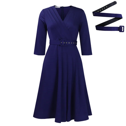 Damen Wickelkleid V-Ausschnitt Elegantes Taillieren Norvielle