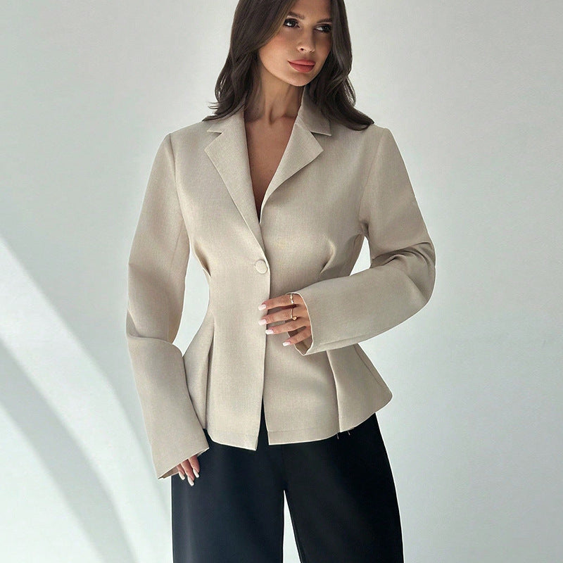 Damen Blazer Tailliert Feiner Stoff Schwarz - Norvielle