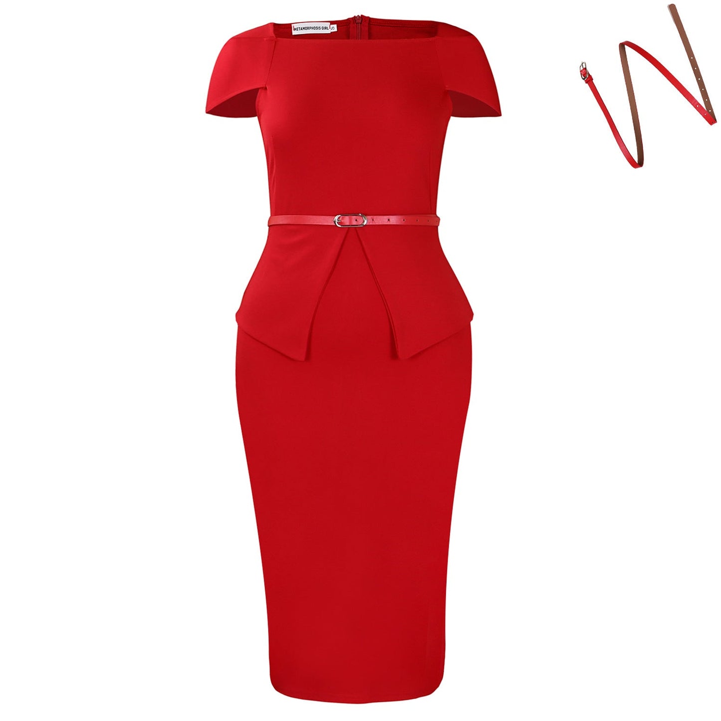 Damen Cocktailkleid Figurbetont Peplum Design Elegant