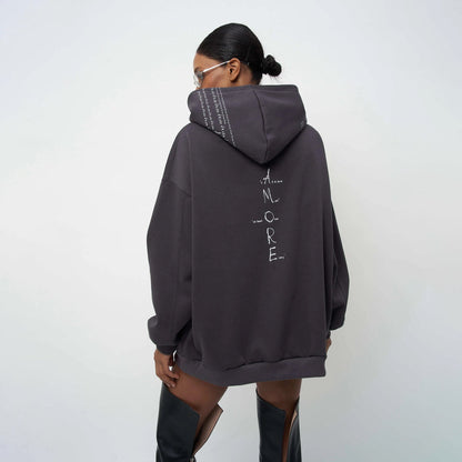 Damen Oversized Hoodie Norvielle Moderner Schriftzug