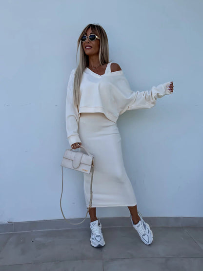 Damen Kleidungsset mit Oberteil und Rock Norvielle