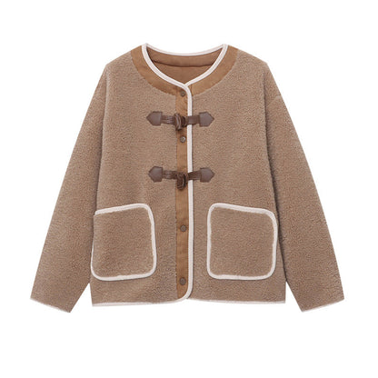 Damen Fleecejacke Kuschelig Dekorative Knöpfe Elegant Norvielle