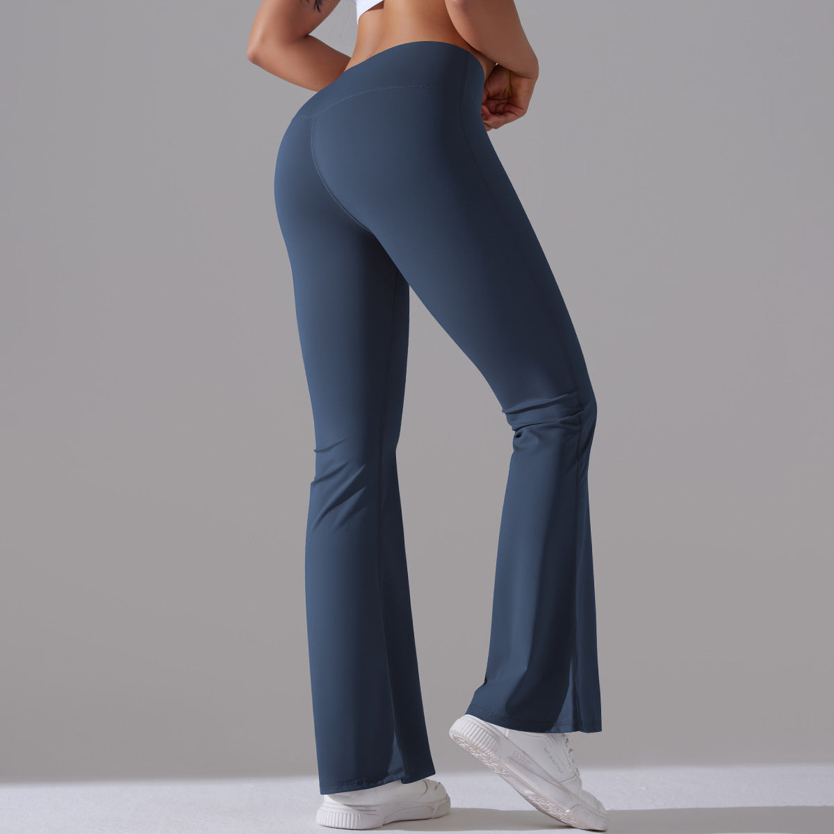 Damen Fitnesshose Flared High-Waist Sportleggings für Training