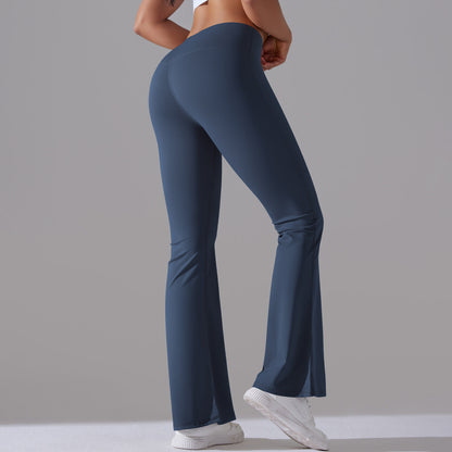 Damen Fitnesshose Flared High-Waist Sportleggings für Training