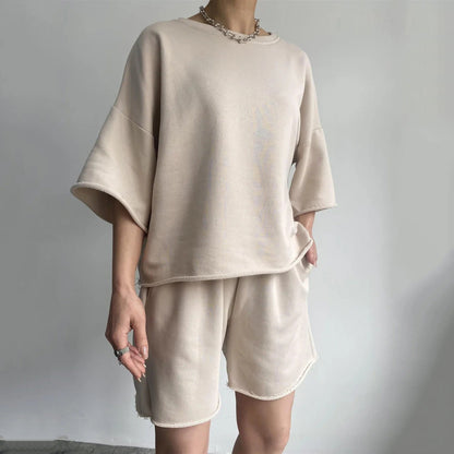 Damen Kurzarm-Oberteil und Shorts Set Norvielle