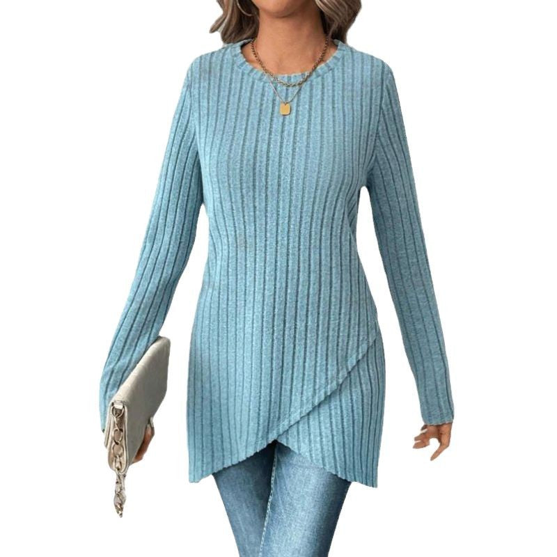 Damen Tunika-Shirt Langärmlig Wickeldesign Norvielle