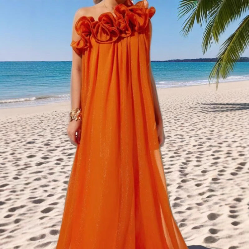 Damen Maxikleid Rüschendesign Norvielle