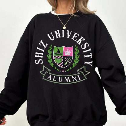 Damen Oversized Sweatshirt Universitätsemblem Lässig Grün - Norvielle