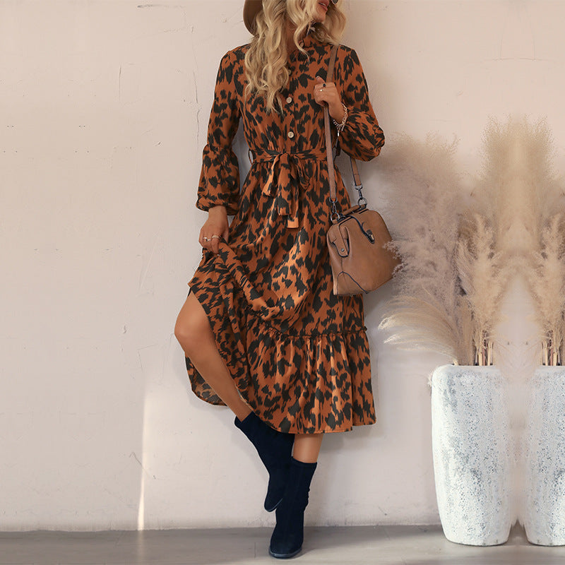 Damen Maxikleid Voluminöser Rock Elegantes Rüschenkleid