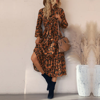 Damen Maxikleid Voluminöser Rock Elegantes Rüschenkleid