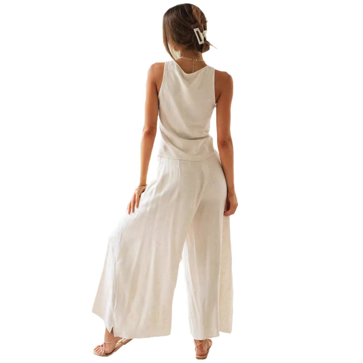 Damen Zweiteiliges Set Cropped Weite Hose Norvielle