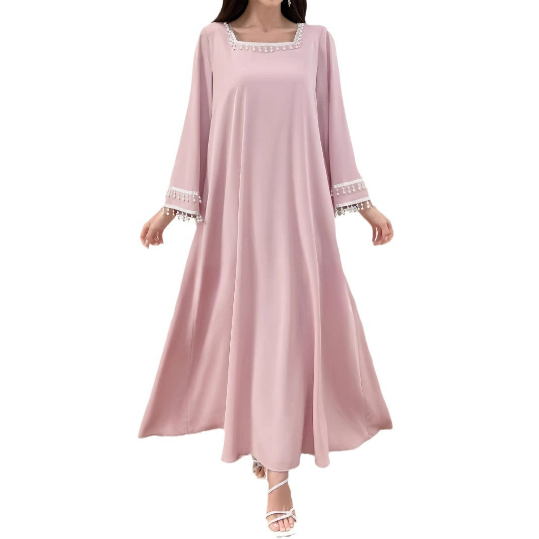 Damen Maxikleid Dekorative Fransen Weite Ärmel Norvielle