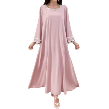Damen Maxikleid Dekorative Fransen Weite Ärmel Norvielle