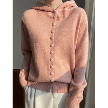 Damen Strickjacke Mit Kapuze Und Knopfverschluss Norvielle