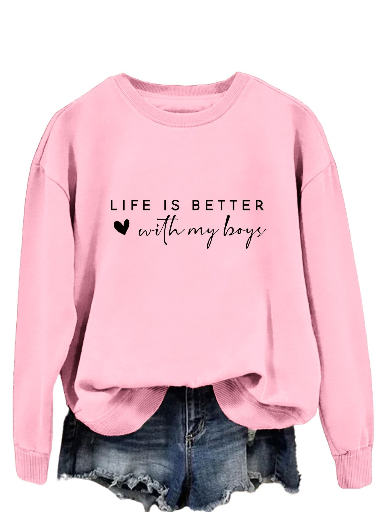 Damen Rundhals-Sweater mit Aufdruck Norvielle