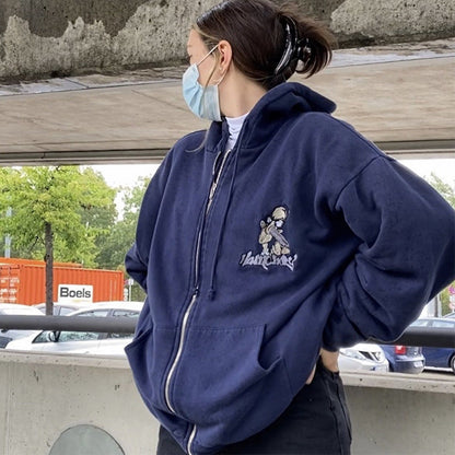 Damen Kapuzenjacke Gestickt Motiv Norvielle