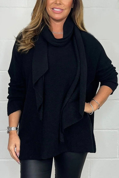 Damen Pullover Relaxed Fit mit Schal Norvielle