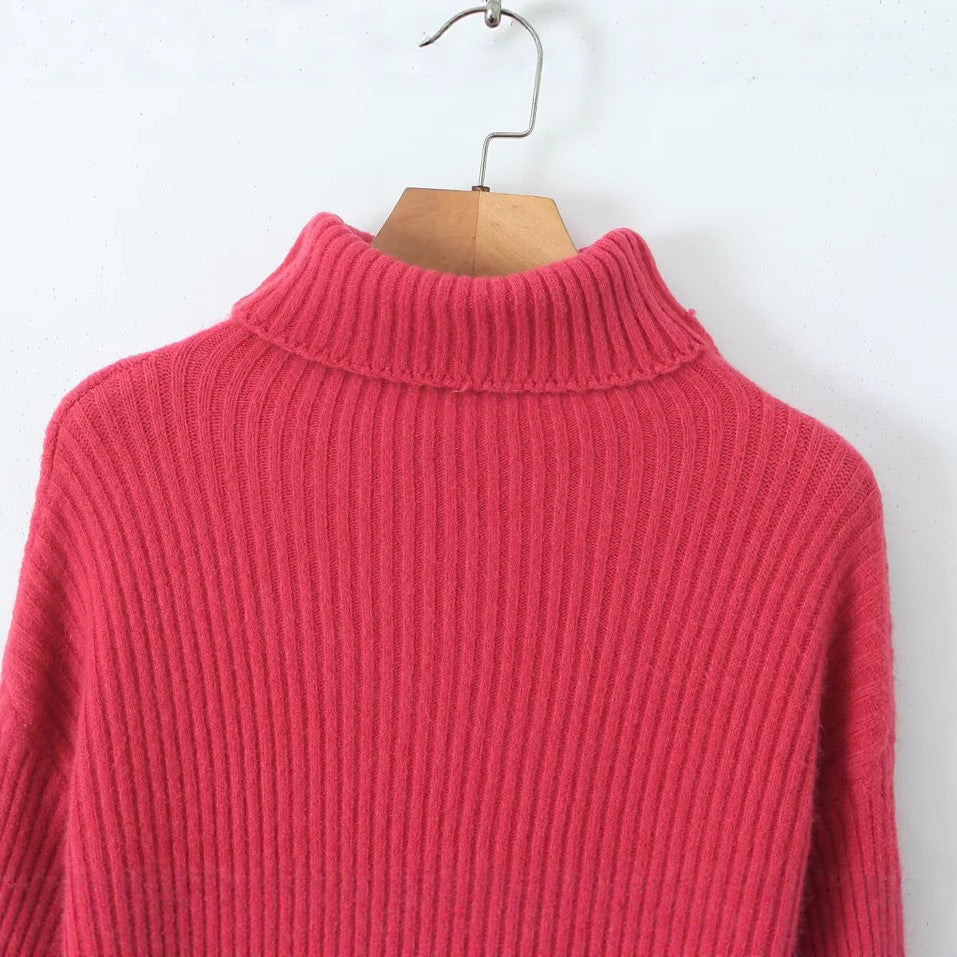 Damen Grobstrickpullover Stehkragen Norvielle
