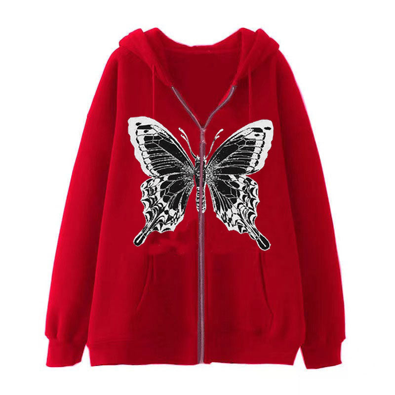 Damen Hoodie Schmetterlingsmotiv Baumwolle Norvielle