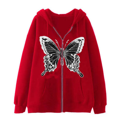 Damen Hoodie Schmetterlingsmotiv Baumwolle Norvielle